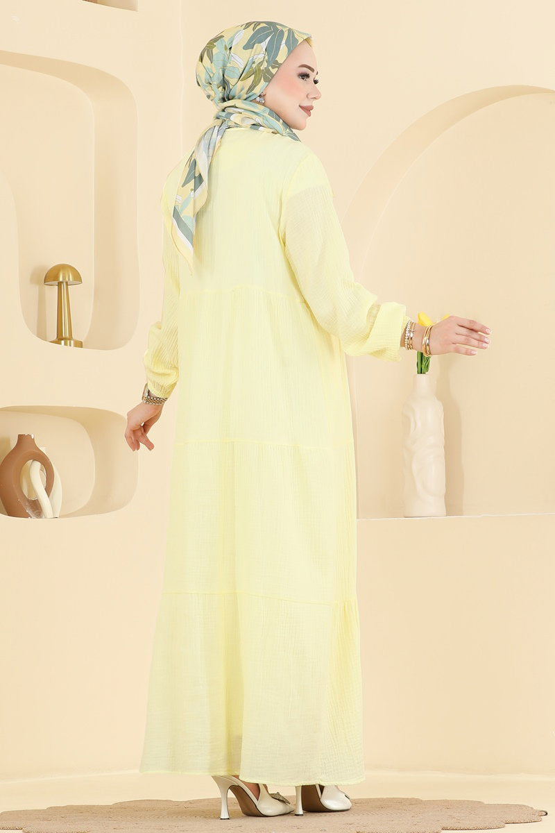 Tassel-Detail Muslin Dress - Yellow