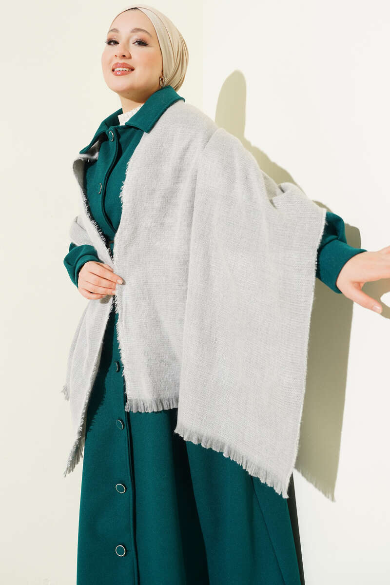 Tasselled Shoulder Shawl - Grey