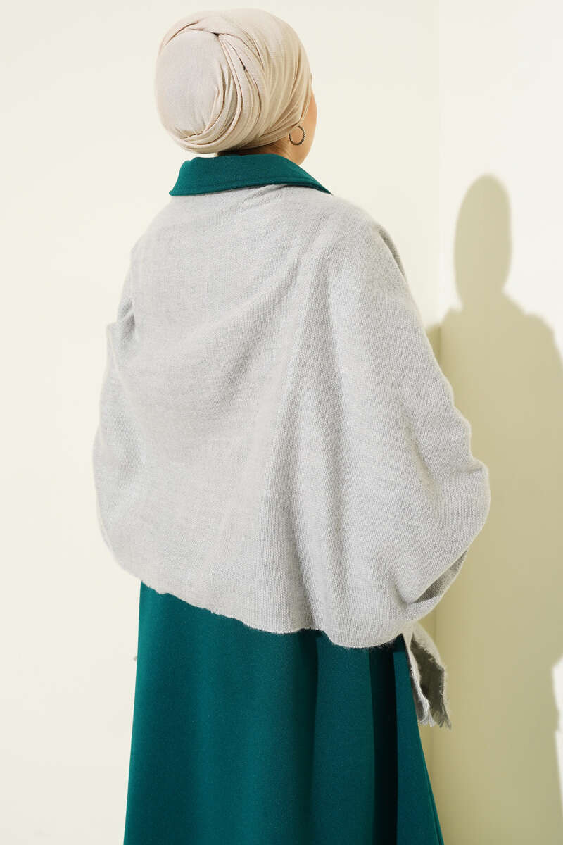 Tasselled Shoulder Shawl - Grey