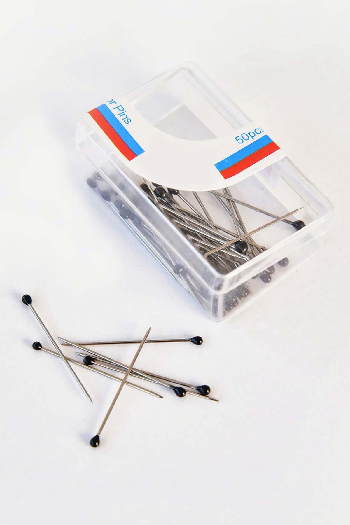 Black Hijab Pins with Coloured Heads - Black