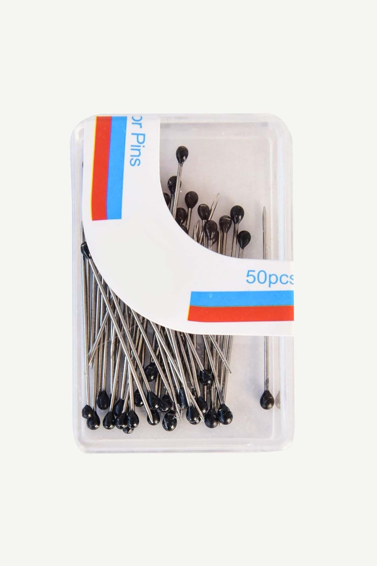 Black Hijab Pins with Coloured Heads - Black