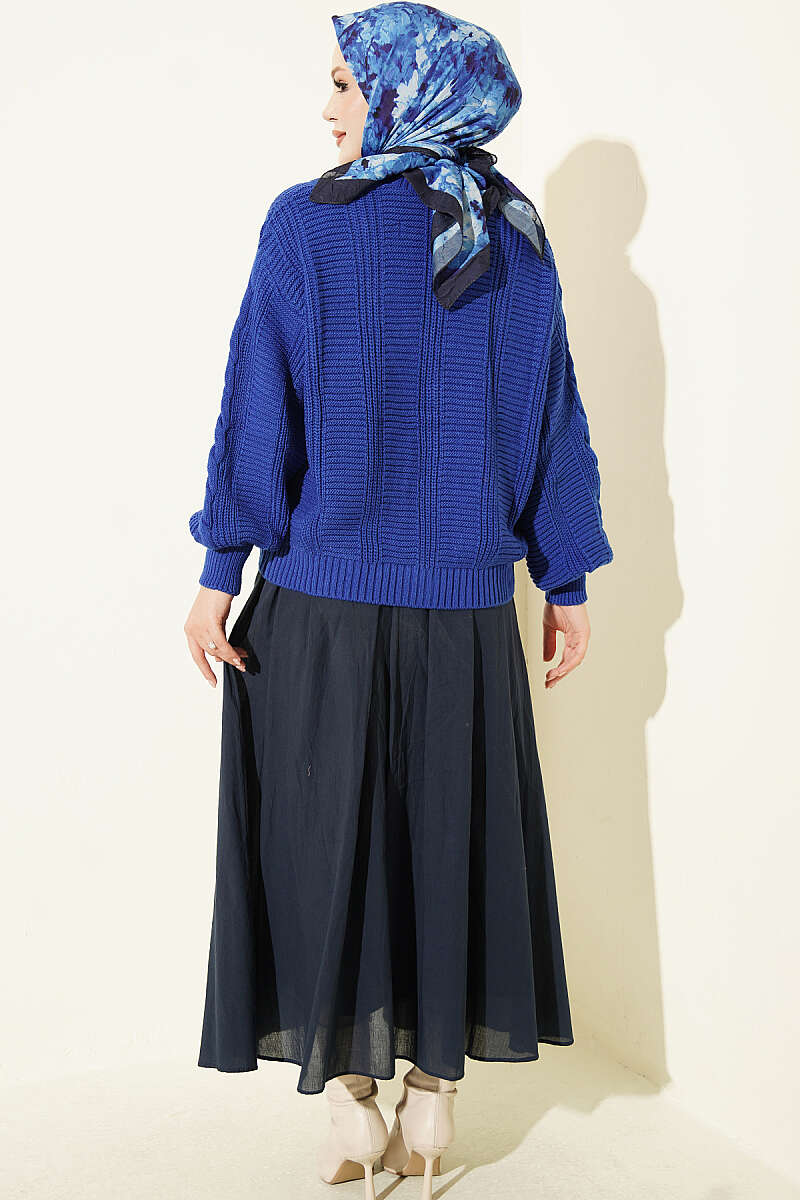 Short Cable-Knit Button Cardigan - Saxe Blue