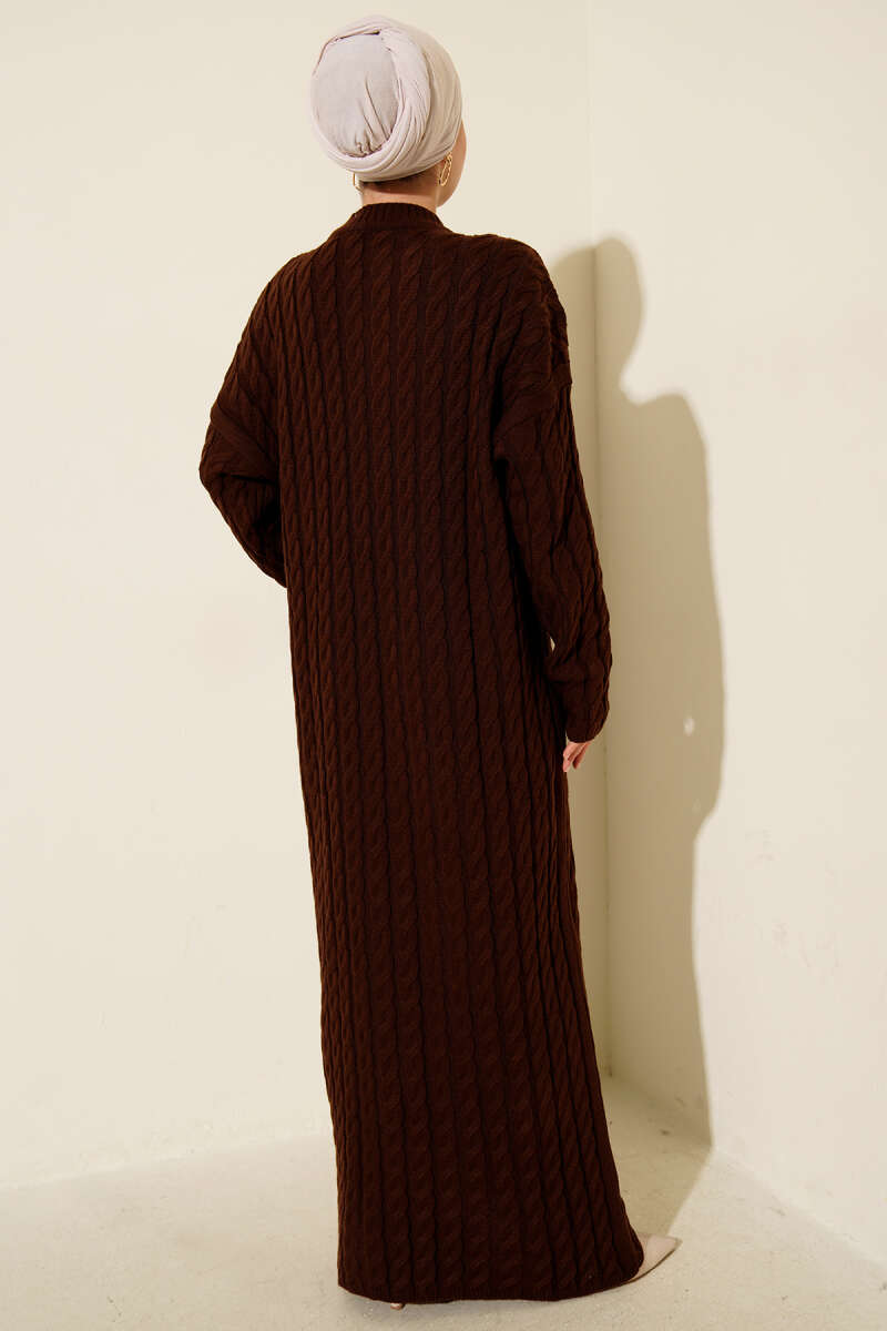 Basic Cable-Knit Dress - Brown