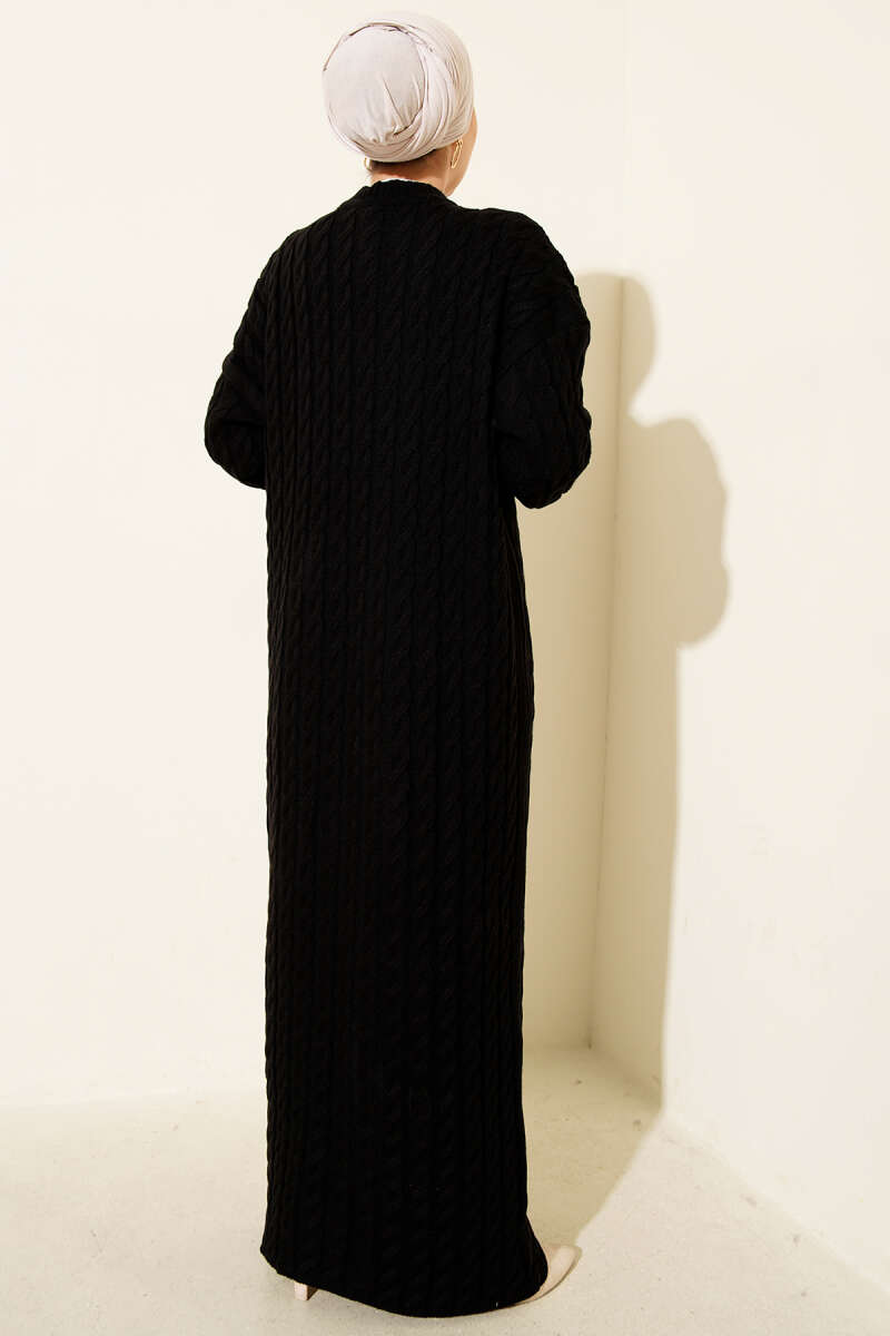 Basic Cable-Knit Dress - Black