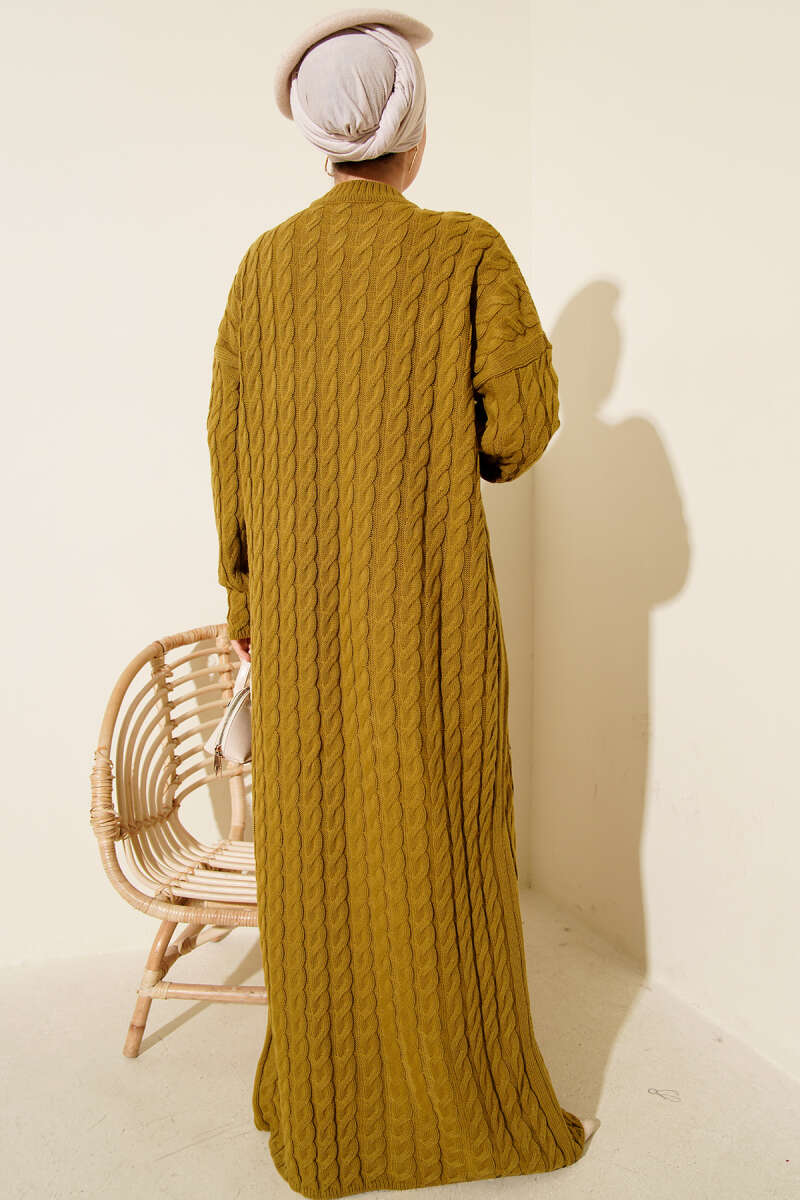 Basic Cable-Knit Dress - Olive