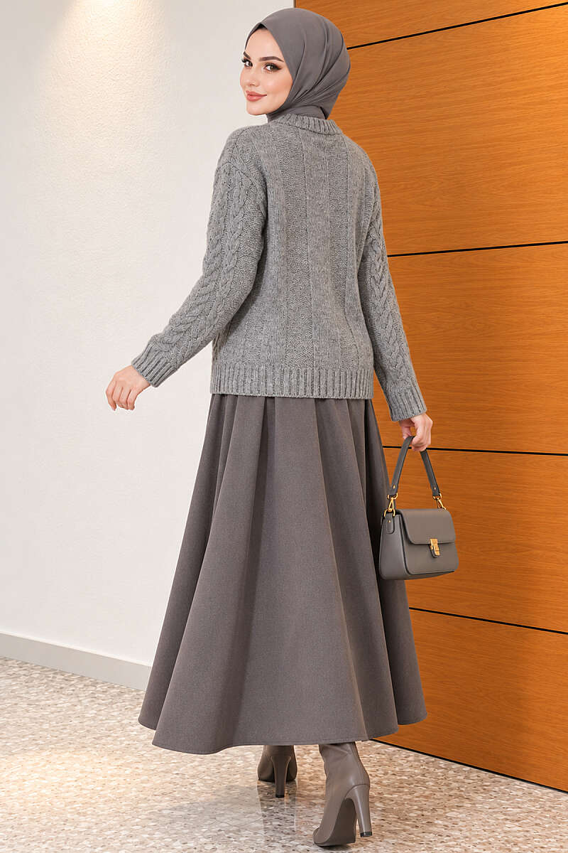 Cable-Knit Sweater - Smoke Grey