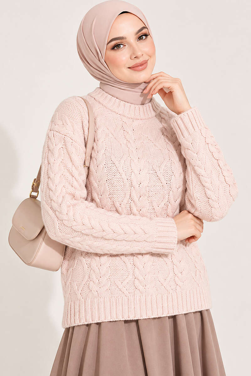 Cable-Knit Sweater - Powder