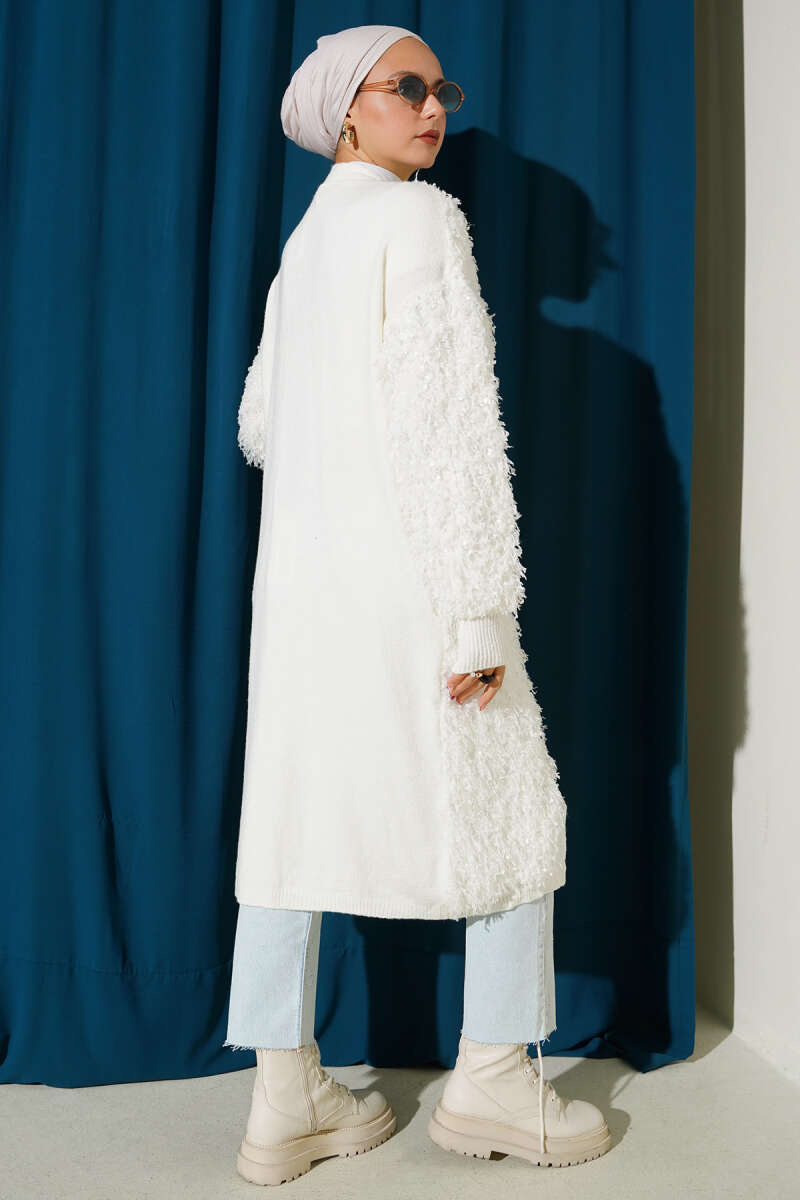 Fringed Knit Cardigan - Ecru