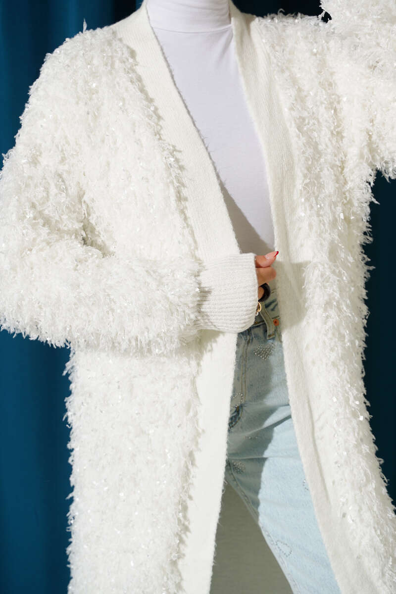 Fringed Knit Cardigan - Ecru