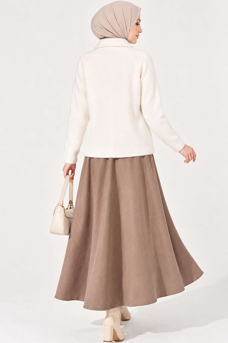 Brushed Button Cardigan - Ecru