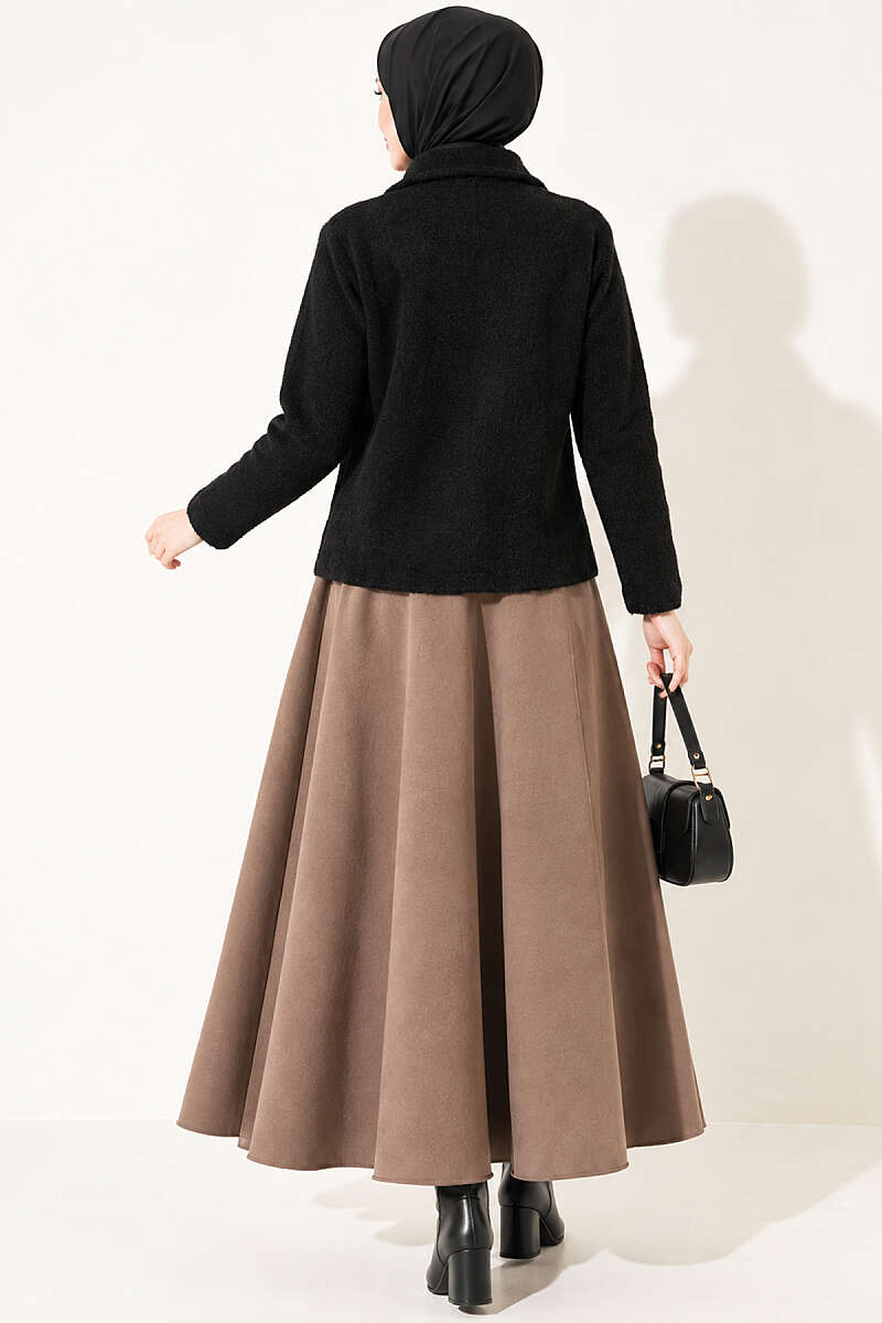 Brushed Button Cardigan - Black
