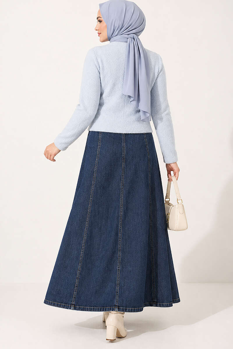 Short Brushed Button Cardigan - Ice Blue