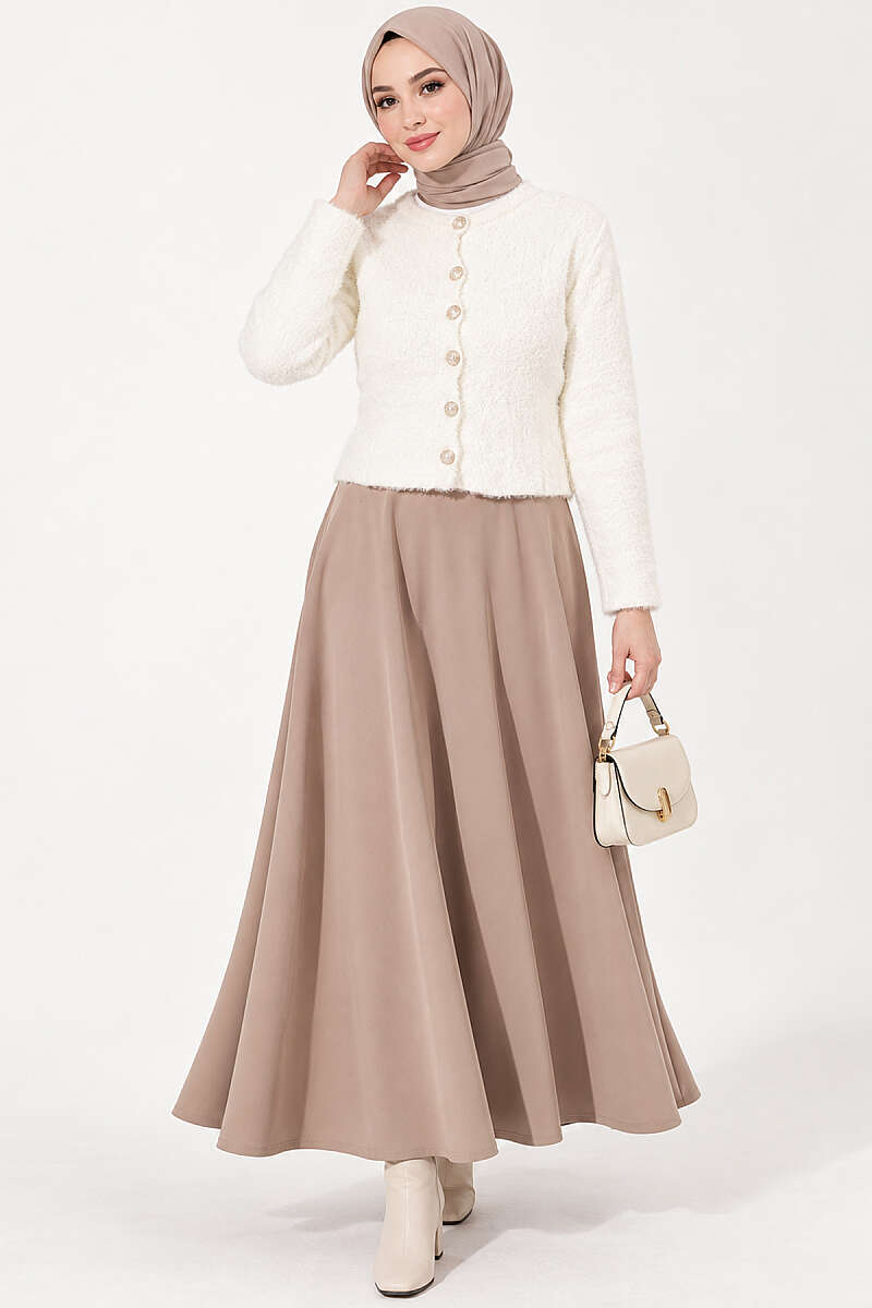 Short Brushed Button Cardigan - Ecru