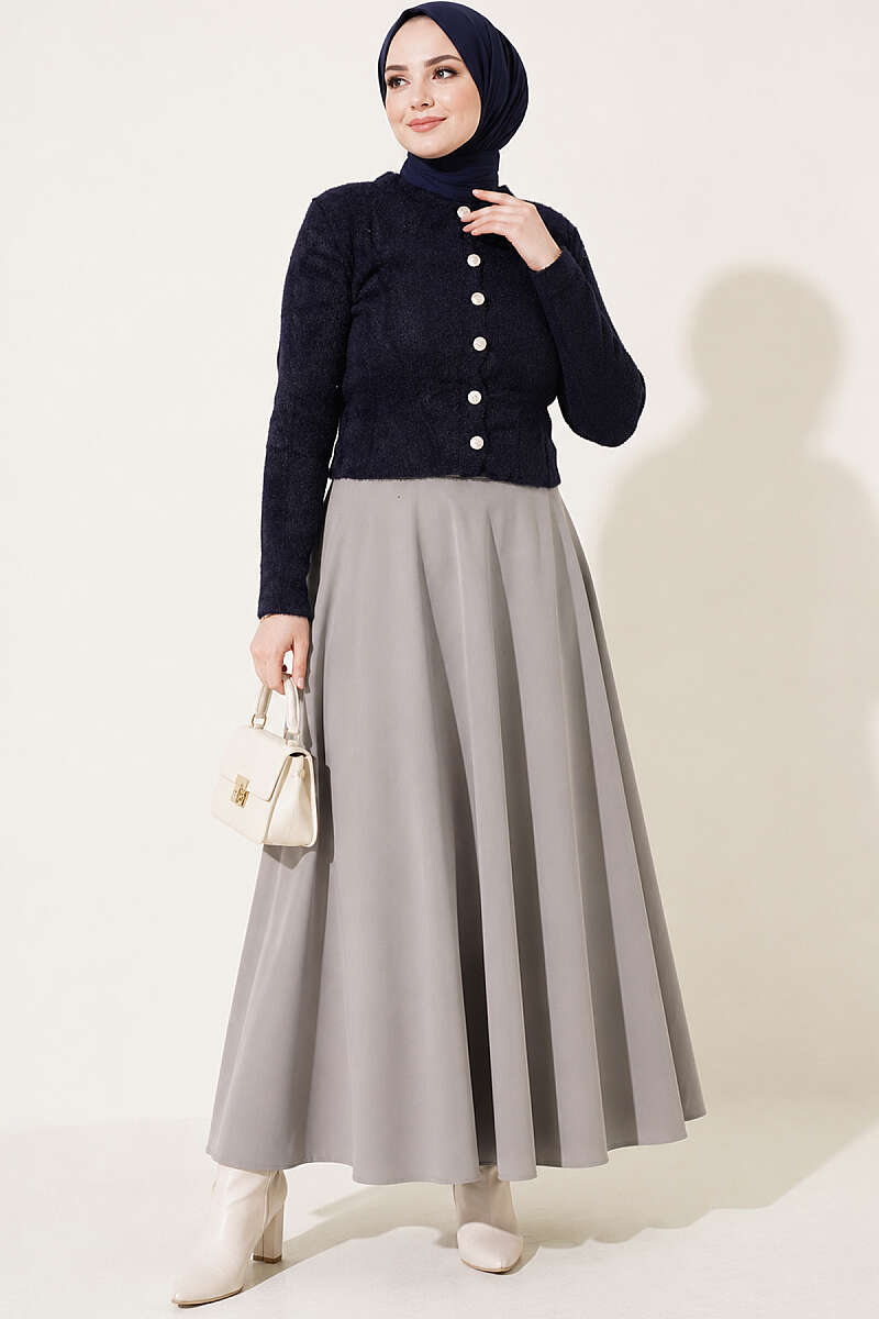 Short Brushed Button Cardigan - Navy