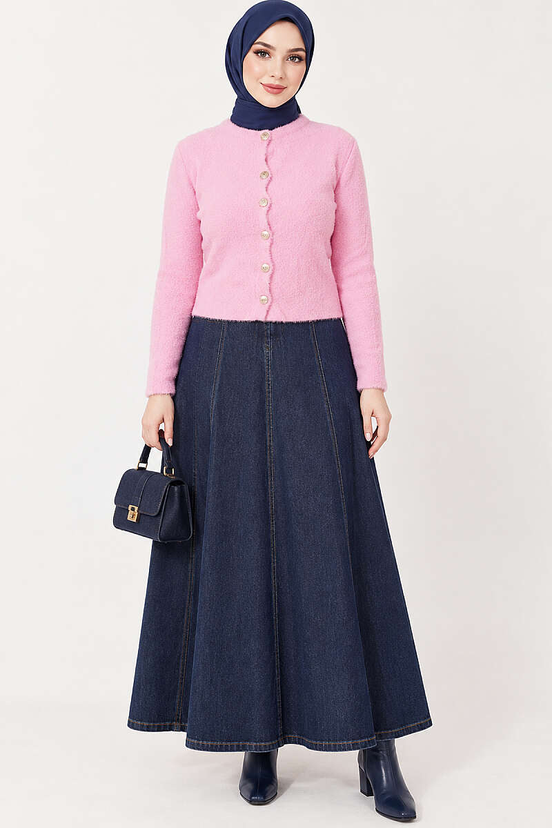 Short Brushed Button Cardigan - Pink
