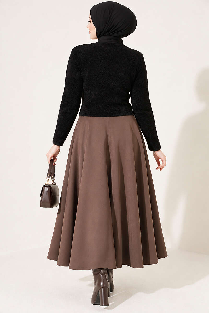 Short Brushed Button Cardigan - Black