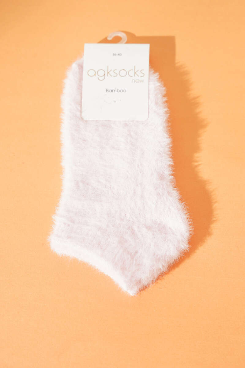 Fluffy No-Show Socks - Pink