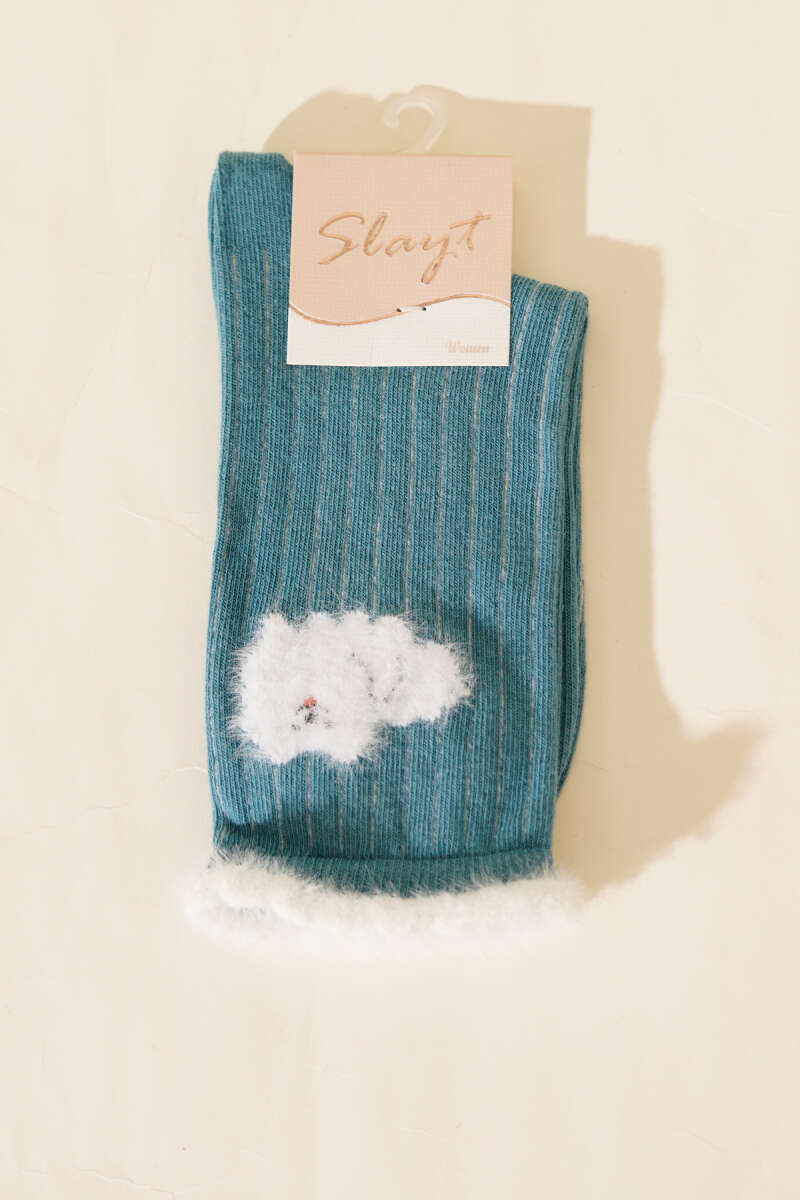 Fluffy Ankle Socks - Blue