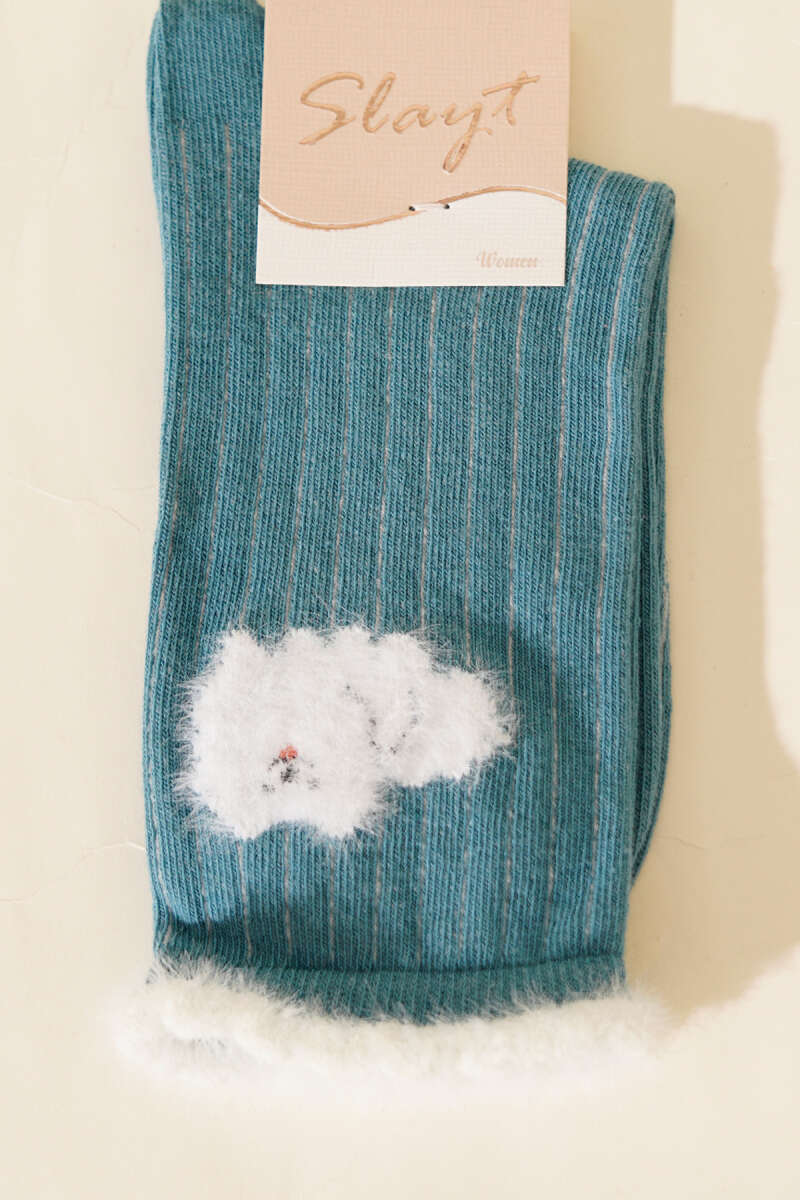 Fluffy Ankle Socks - Blue