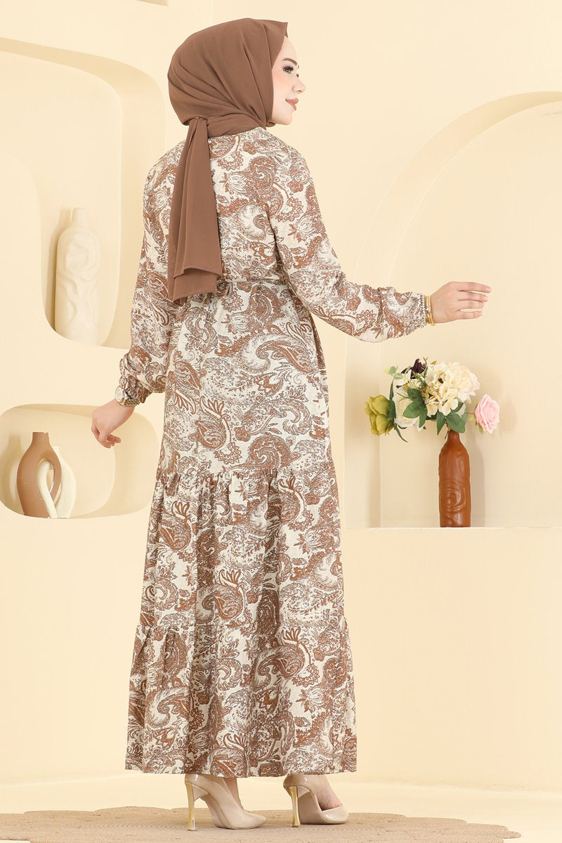 Shawl-Print Modal Dress - Mink