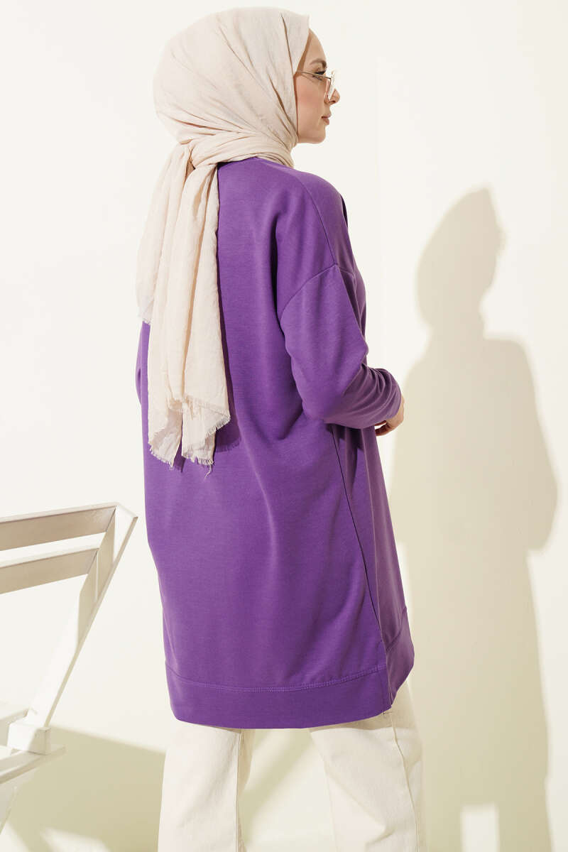 Loose Tunic with Emblem - Lilac