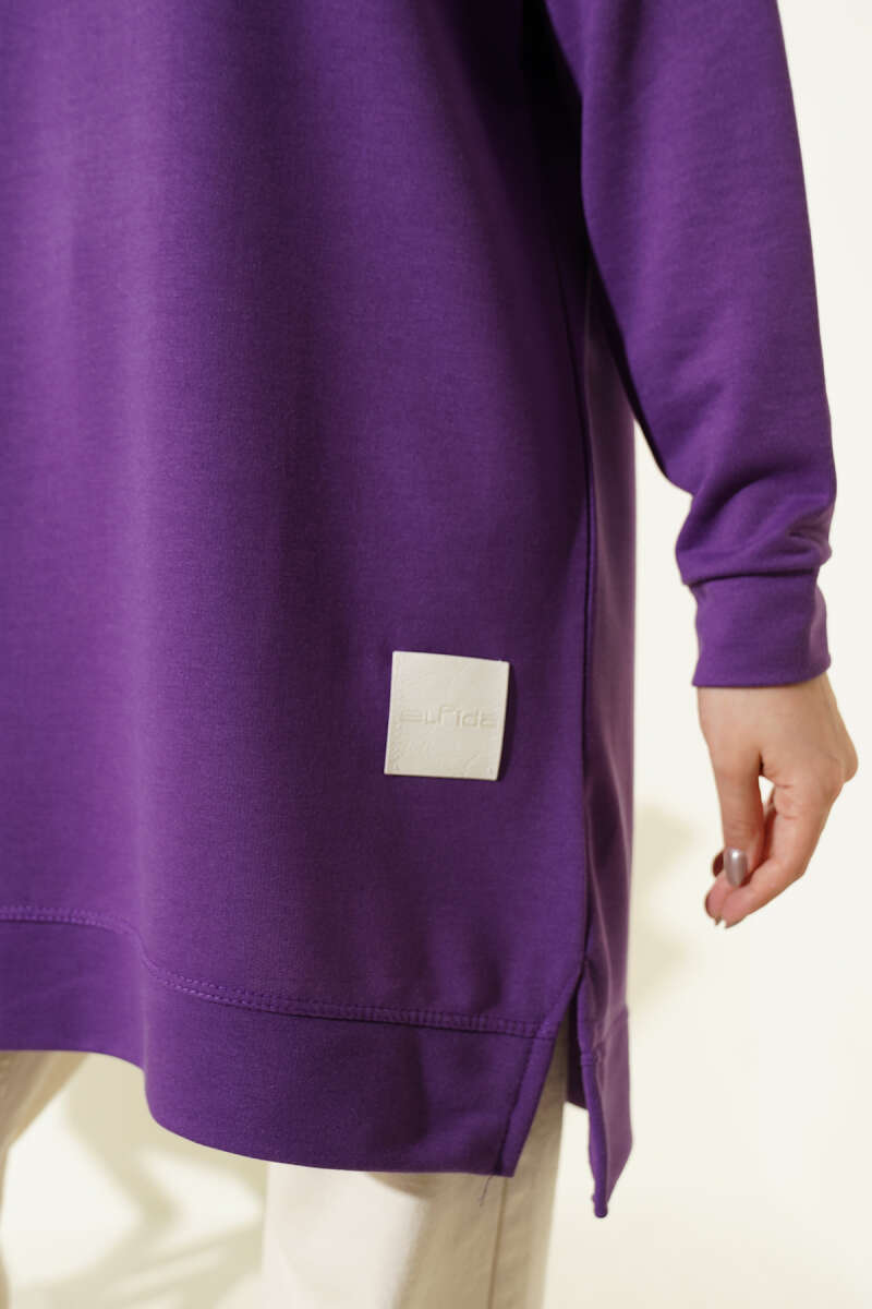 Loose Tunic with Emblem - Lilac