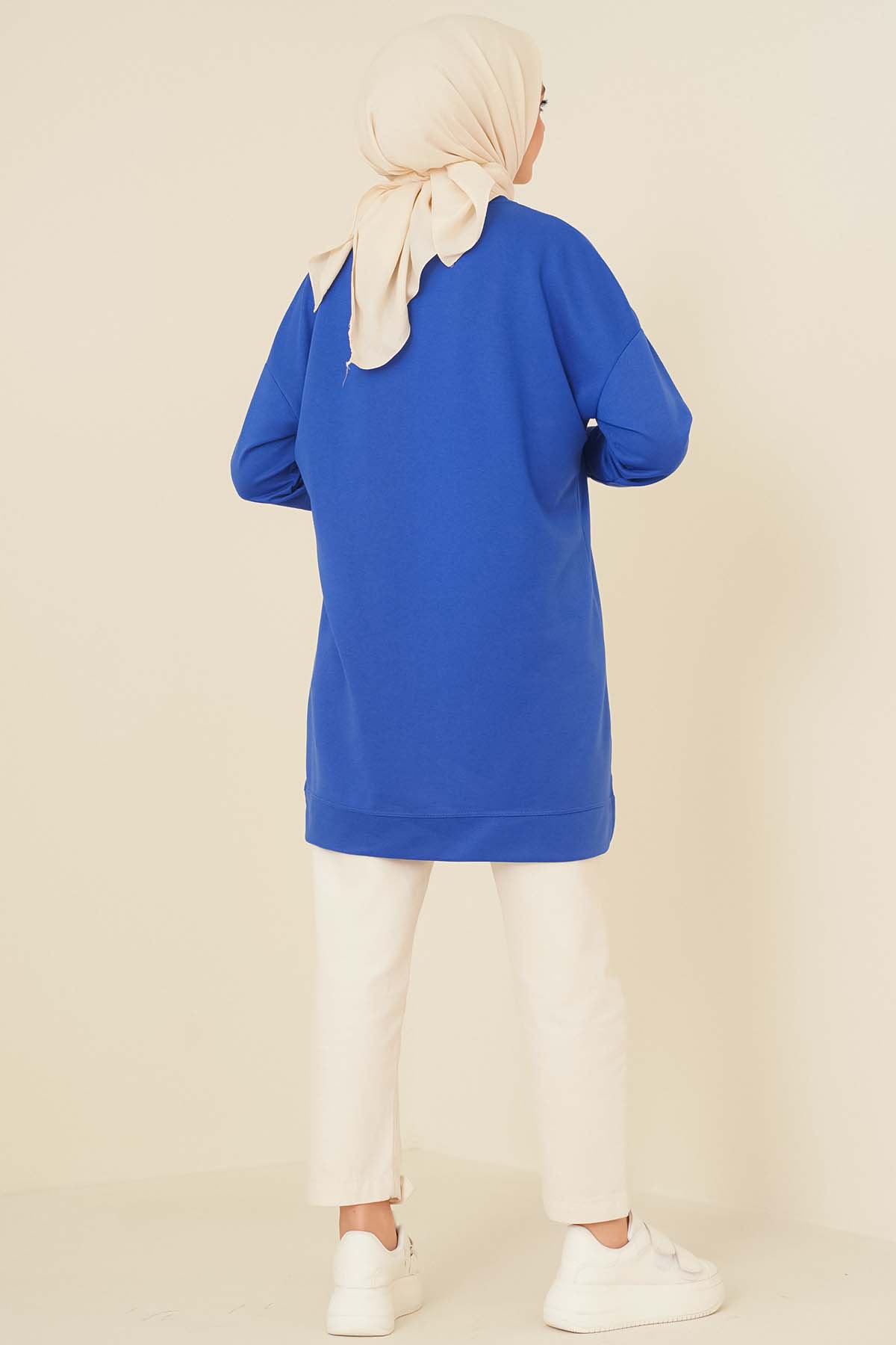 Loose Tunic with Emblem - Saxe Blue