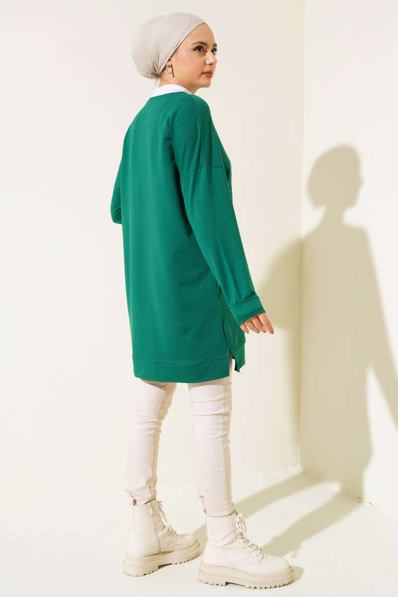 Loose Tunic with Emblem - Green