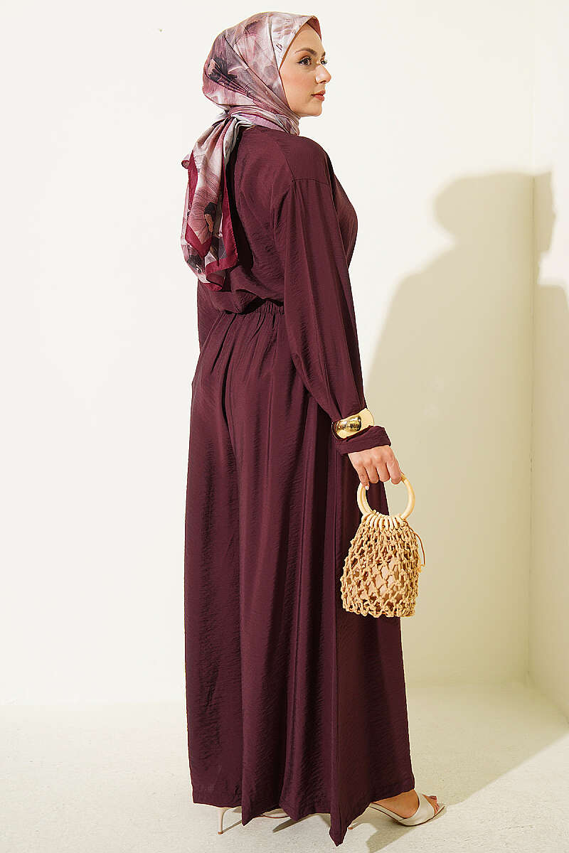 Two-Piece Set with Loose Trousers - Burgundy