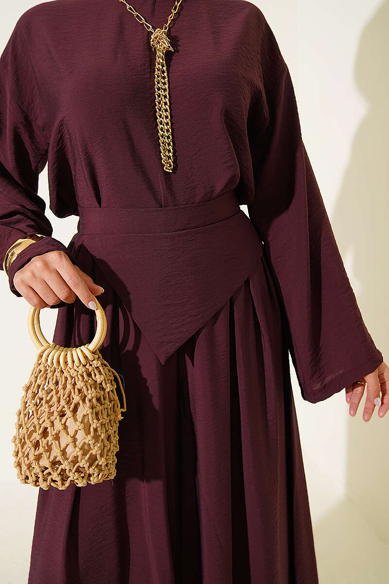 Two-Piece Set with Loose Trousers - Burgundy
