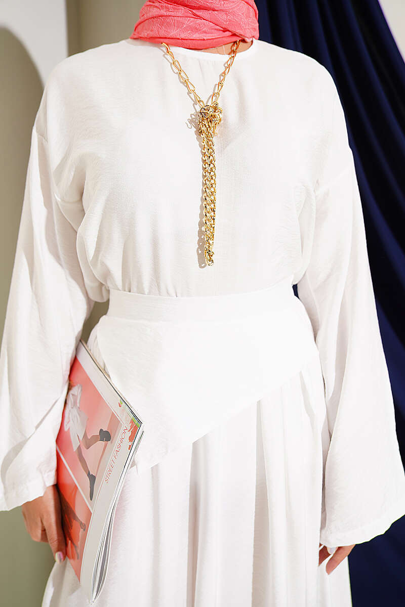 Two-Piece Set with Loose Trousers - Ecru
