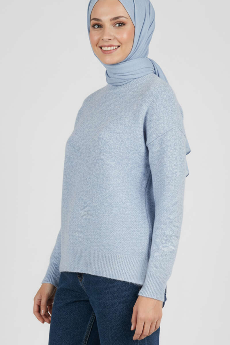 Loose Soft Knit Sweater - Blue