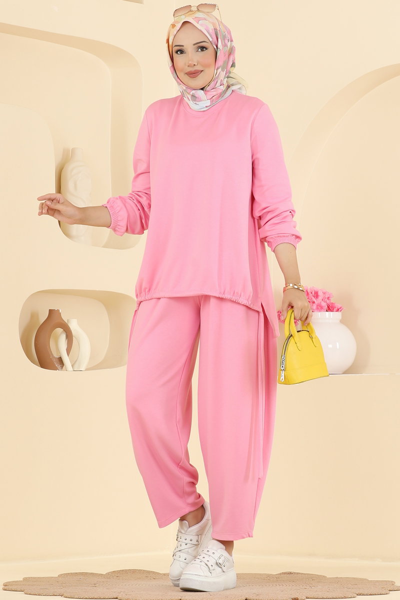 Modal Two-Piece Set with Harem Trousers - Pink