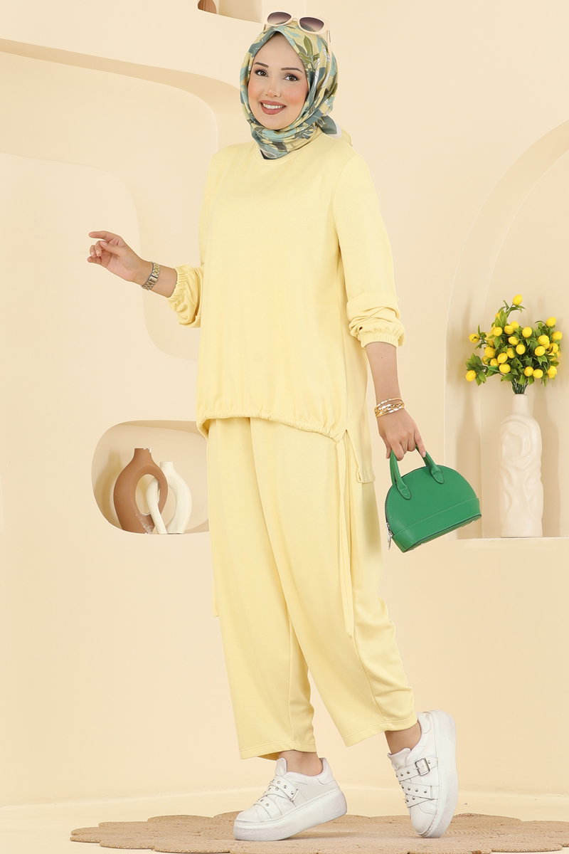 Modal Two-Piece Set with Harem Trousers - Yellow