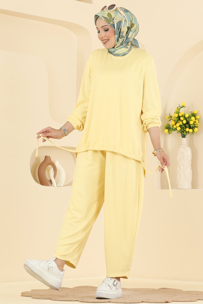 Modal Two-Piece Set with Harem Trousers - Yellow