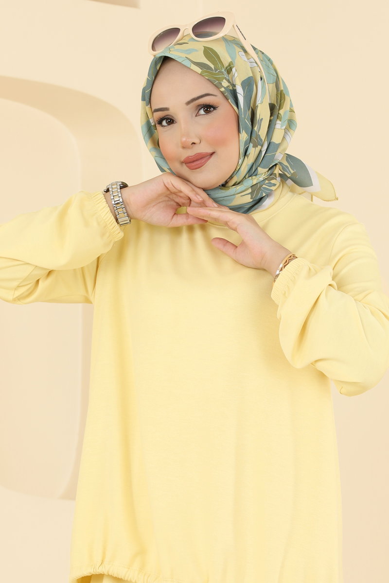 Modal Two-Piece Set with Harem Trousers - Yellow