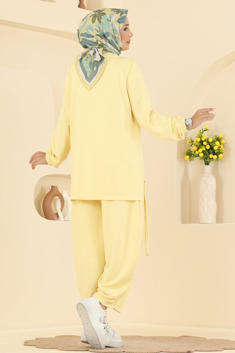 Modal Two-Piece Set with Harem Trousers - Yellow