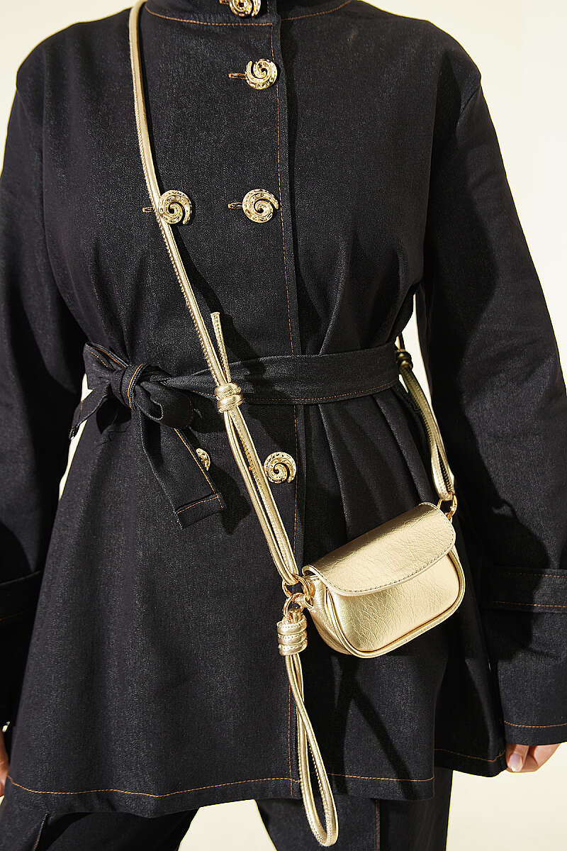 Denim Two-Piece Set with Shell Buttons - Navy