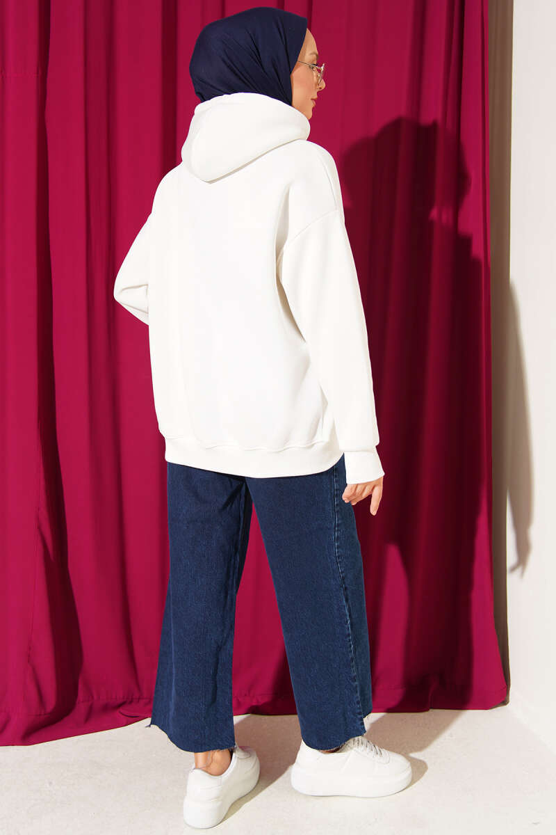 Brushed-Back Zip-Up Cardigan - White