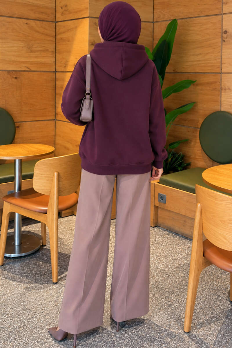 Brushed-Back Zip-Up Cardigan - Plum