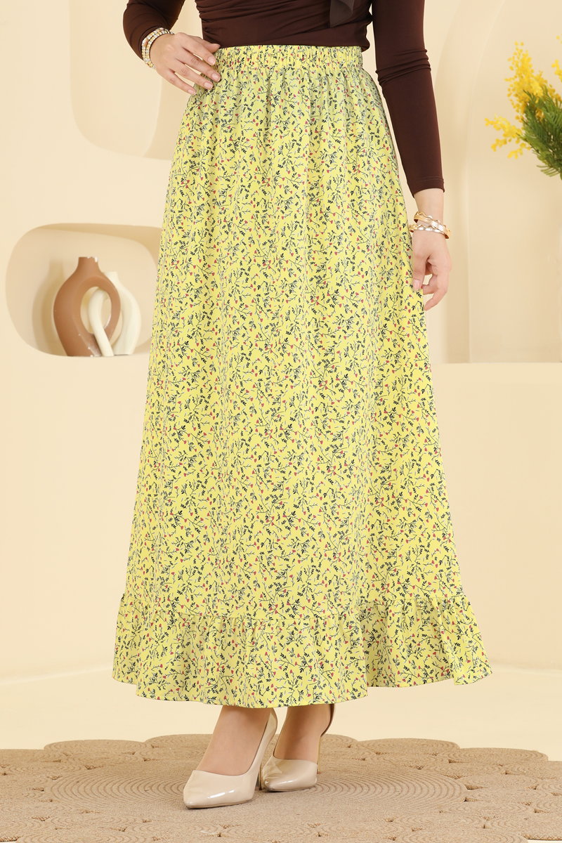 Ivy-Print Skirt - Yellow
