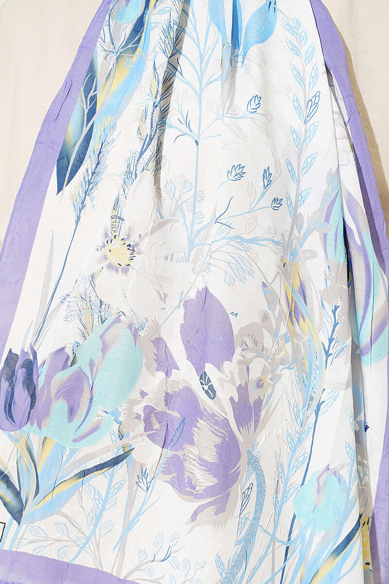 Ivy Print Bamboo Crinkle Shawl - Lilac
