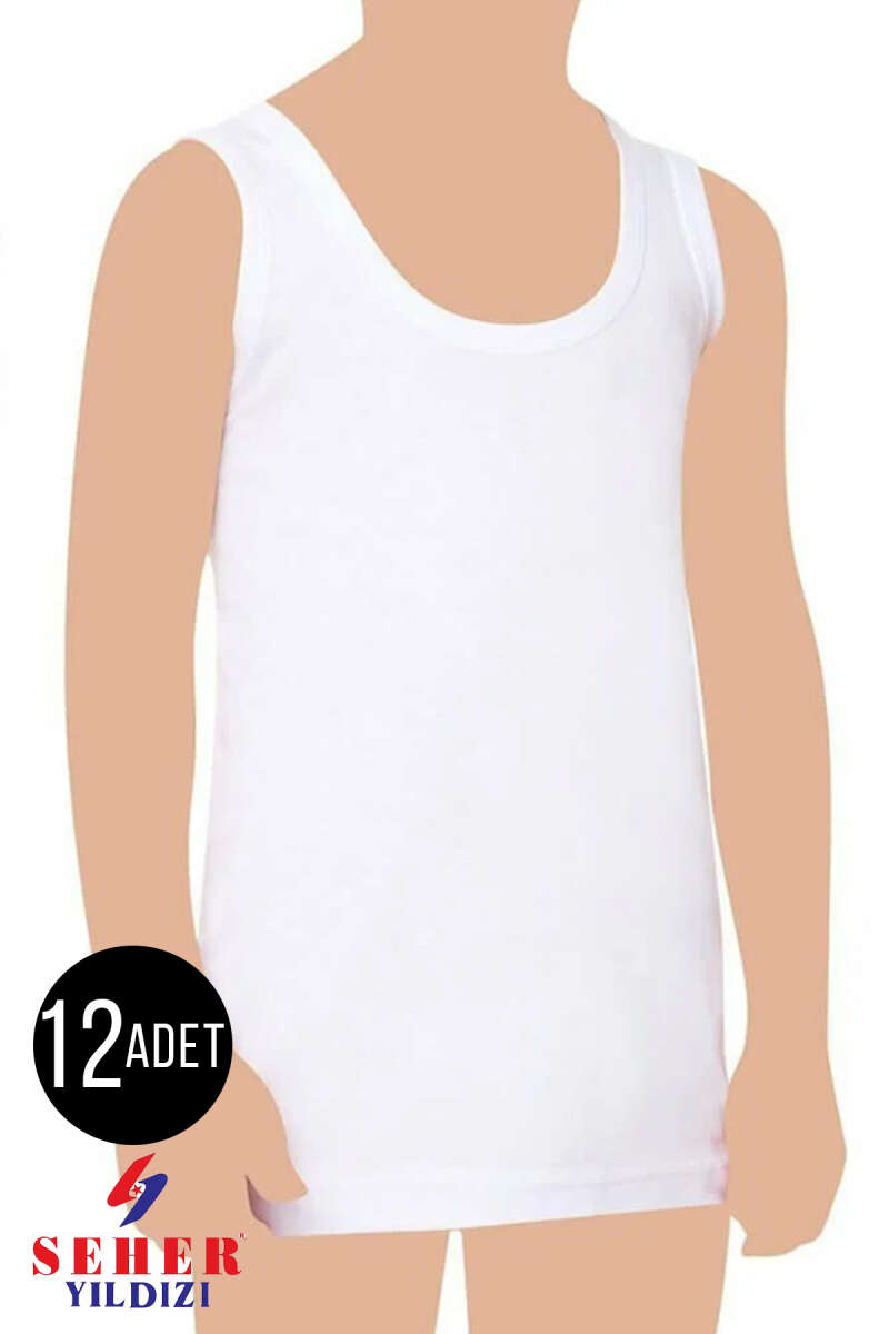 Boys' 12-Pack Wide-Strap Vests - White