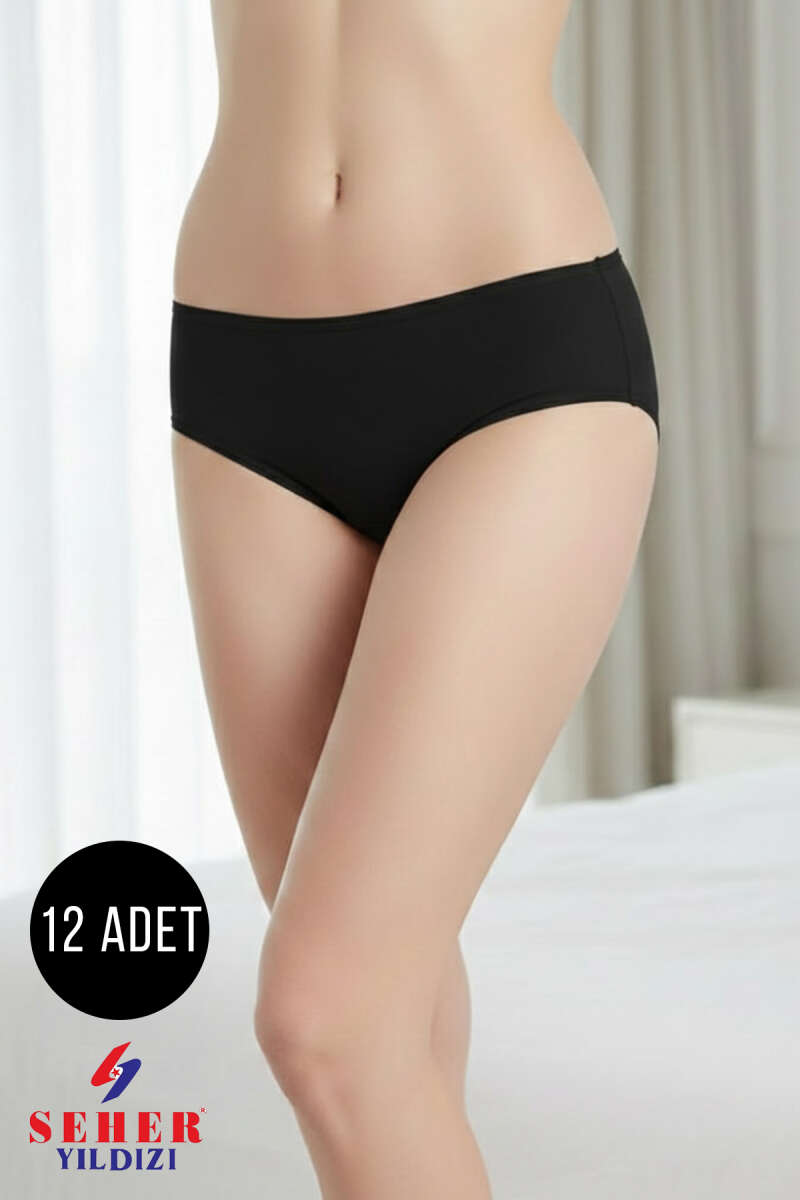 Seher Yıldızı 12-Pack Ribbed Boyshorts - Black