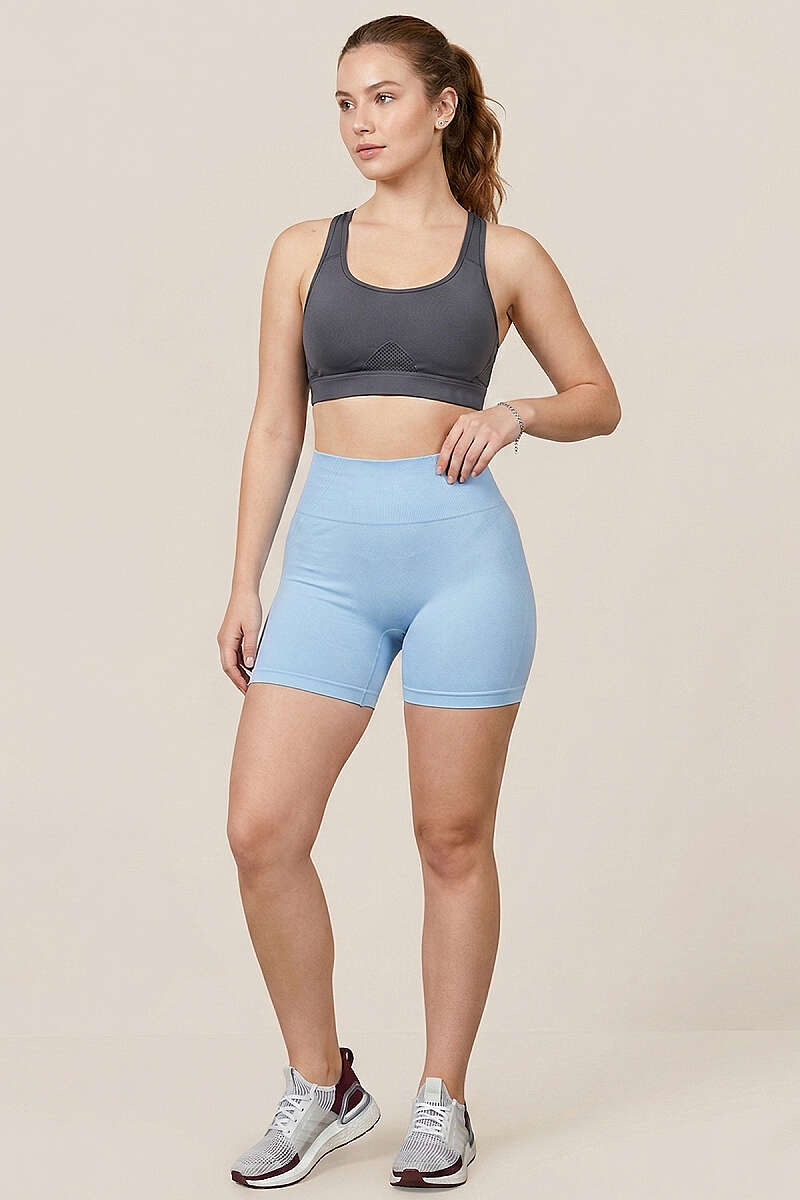 Short Shaping Sports Leggings - Ice Blue