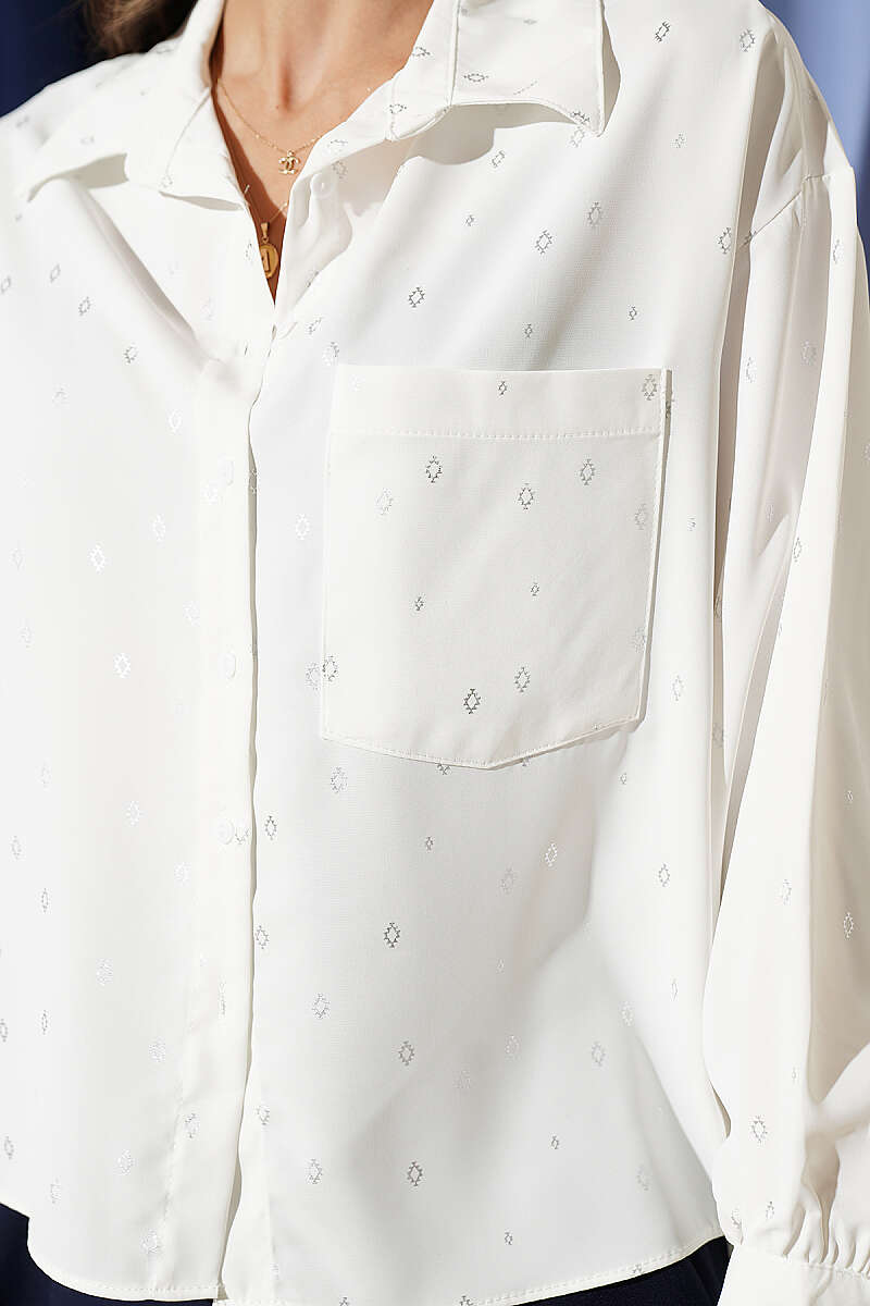 Short Pocket Shirt with Symbol Print - White