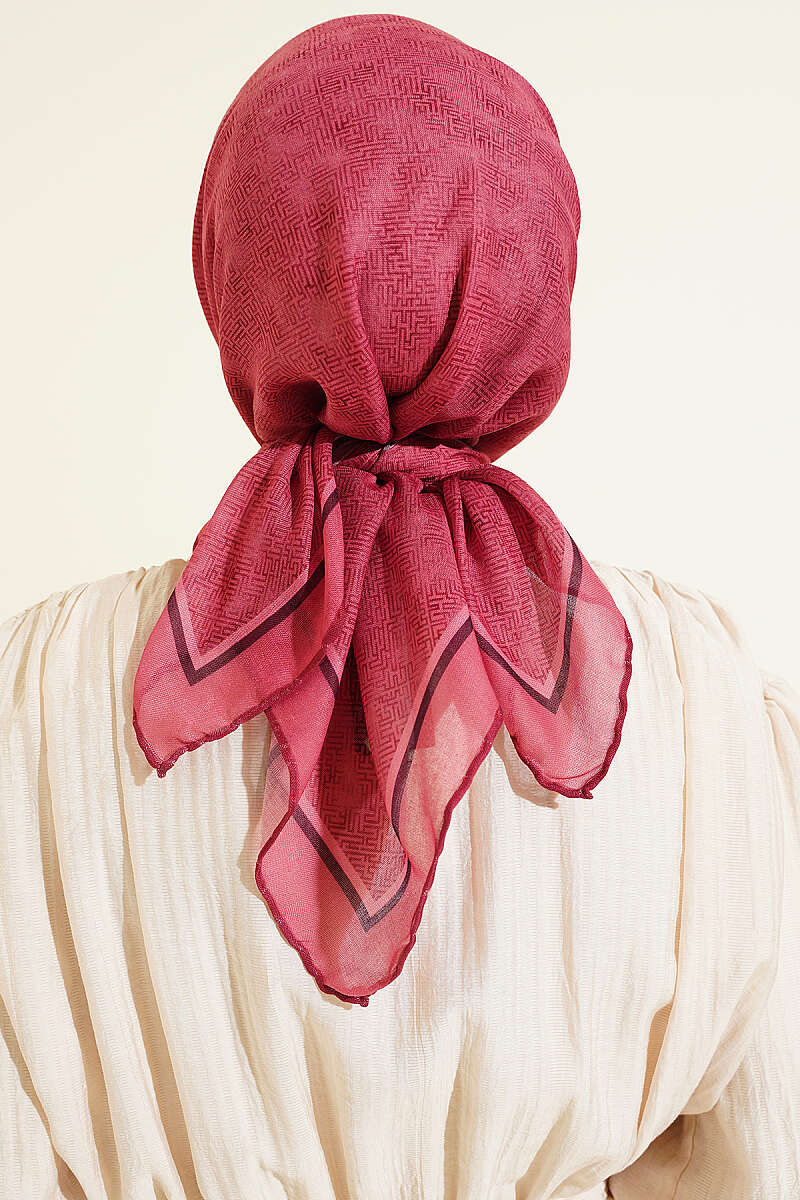 Striped Patterned Scarf - Dusty Rose