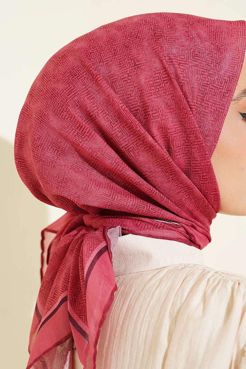 Striped Patterned Scarf - Dusty Rose