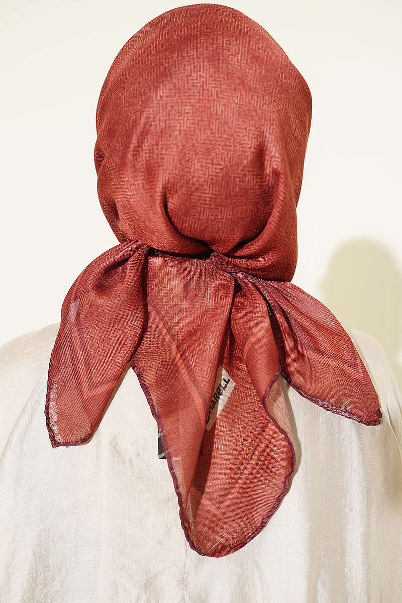 Striped Patterned Scarf - Brick