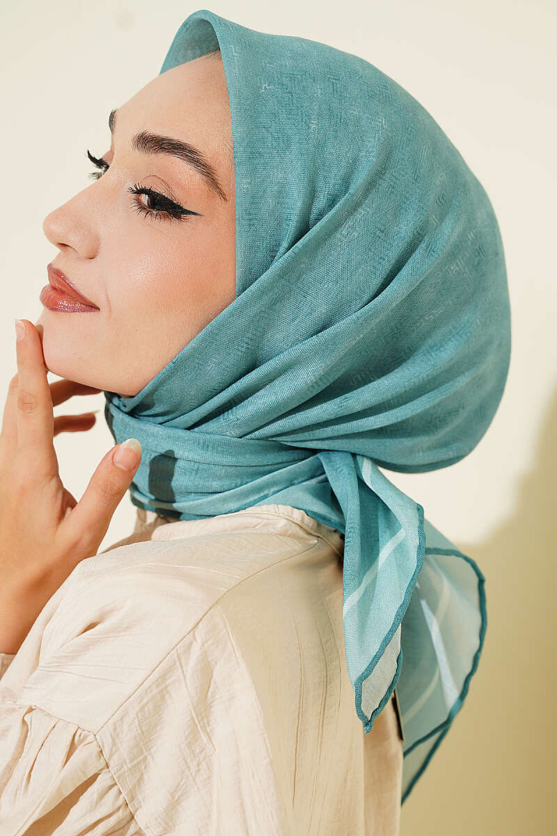 Striped Patterned Scarf - Mint